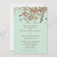 Mint Chocolate Brown Vintage Floral Wedding