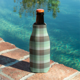 Mint Chocolate Chip Color Block Plaid Stripes  Bottle Cooler
