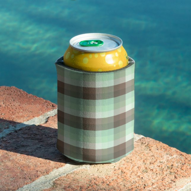 Mint Chocolate Chip Colour Block Plaid Stripes  Can Cooler (In Situ Pool)