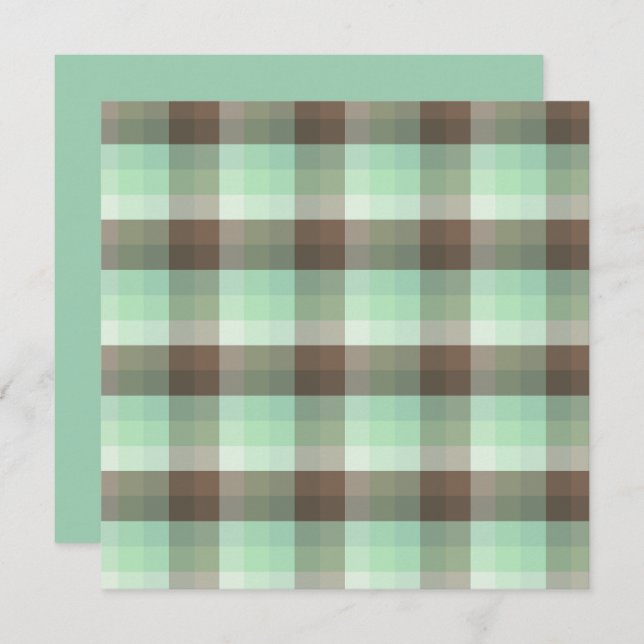 Mint Chocolate Chip Colour Block Plaid Stripes  Card (Front/Back)