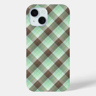 Mint Chocolate Chip Colour Block Plaid Stripes  iPhone 15 Case