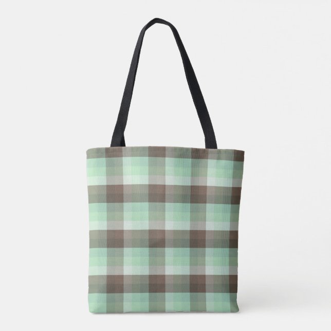 Mint Chocolate Chip Colour Block Plaid Stripes  Tote Bag (Back)