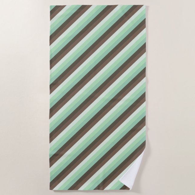 Mint Chocolate Chip Colour Block Stripes  Beach Towel (Front)