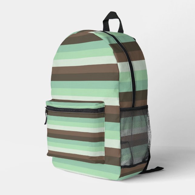 Mint Chocolate Chip Colour Block Stripes  Printed Backpack (Back Corner Right)