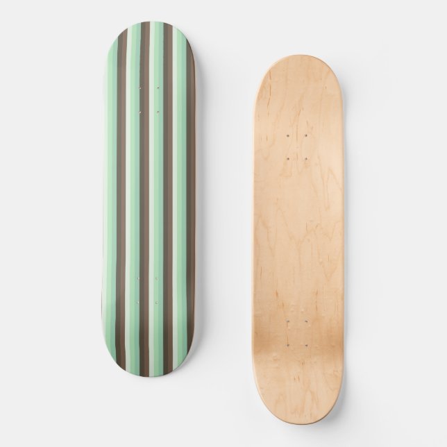 Mint Chocolate Chip Colour Block Stripes  Skateboard (Front)