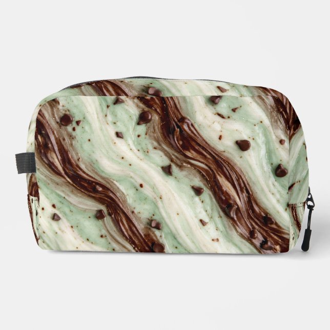 Mint Chocolate Chip Milkshake Marble Design Dopp Kit (Front)