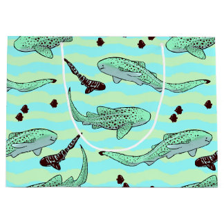Mint Chocolate Chip Zebra Sharks Large Gift Bag