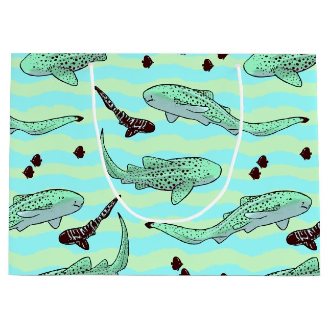 Mint Chocolate Chip Zebra Sharks Large Gift Bag (Front)