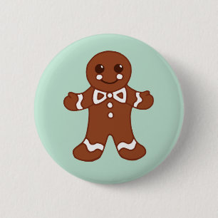 Mint Christmas Gingerbread Boy Button