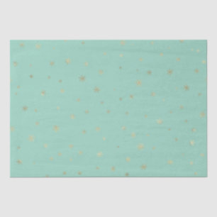 Mint Christmas Gold Snowflakes Tissue Paper