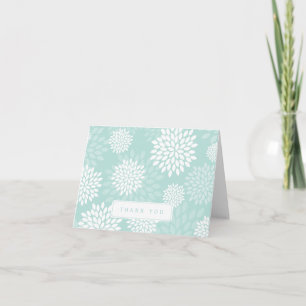 Mint Chrysanthemums Floral Pattern Thank You Card