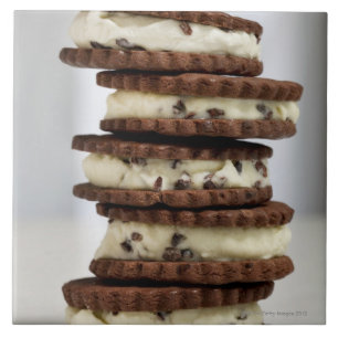mint cocoa nib ice cream with chocolate cookies ceramic tile