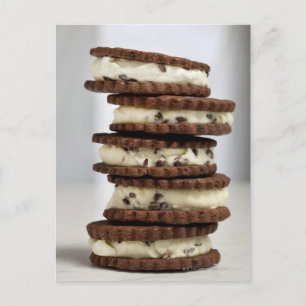 mint cocoa nib ice cream with chocolate cookies postcard