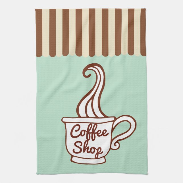Mint Coffee Shop Kitchen Towel (Vertical)