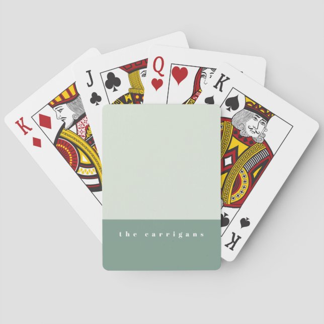 Mint Color Block Personalized Playing Cards (Back)