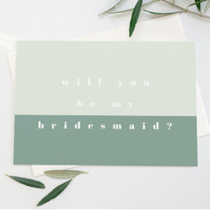 Mint Colour Block Will You Be My Bridesmaid Cards