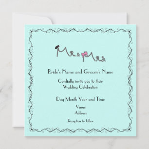 Mint Colour Modern Wedding Personalised Invitation