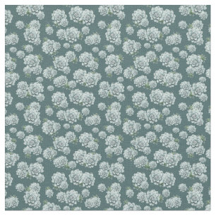 Mint Colour Succulents Repeat Pattern on Pine gree Fabric