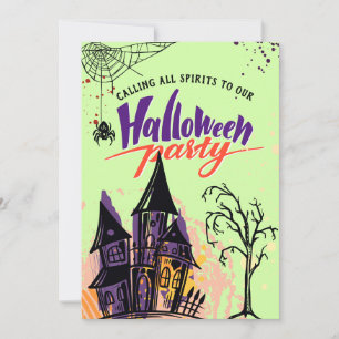 Mint Colourful Abstract Halloween Party Invitation