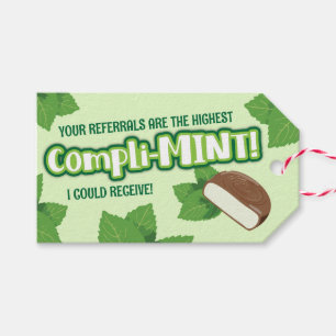 Mint Compliment Realtor Pop-by Referral Gum  Gift Tags