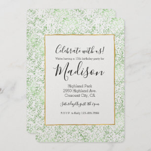 Mint Confetti Dots Invitation