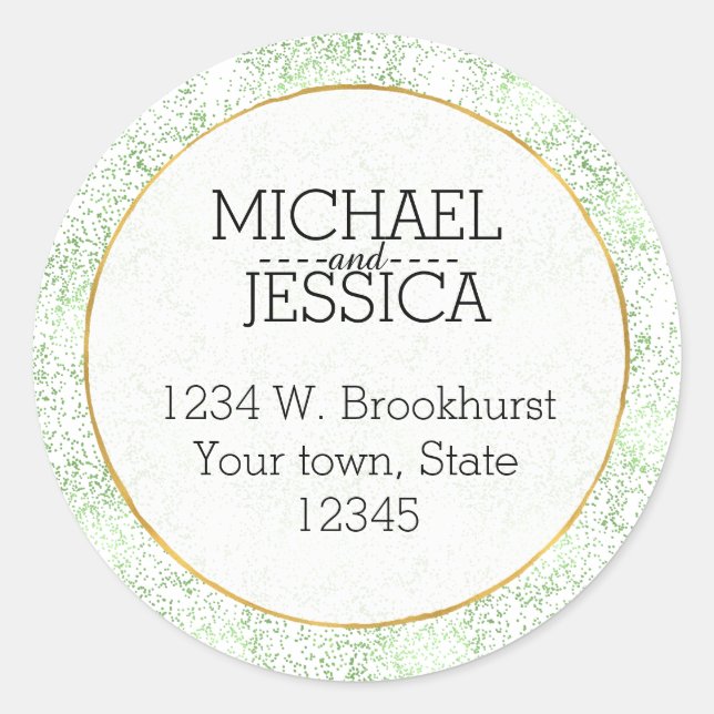 Mint Confetti Dots Personalised name and address Classic Round Sticker (Front)