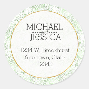 Mint Confetti Dots Personalised name and address Classic Round Sticker
