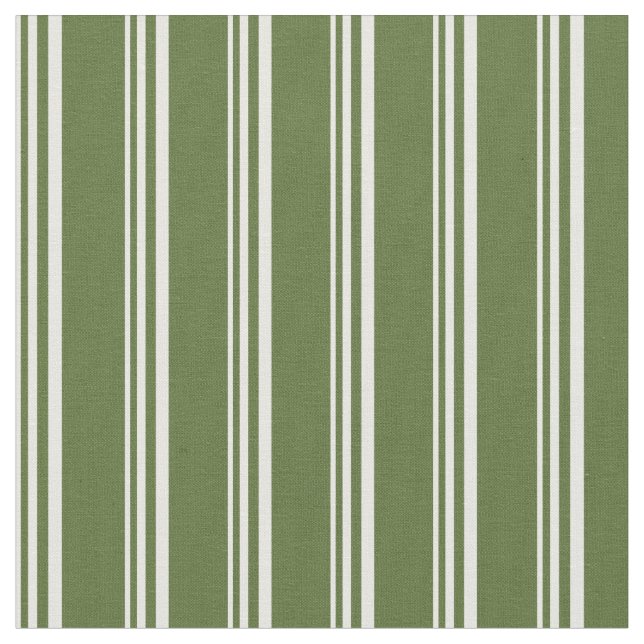 Mint Cream and Dark Olive Green Coloured Pattern Fabric (Close Up)