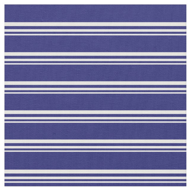 Mint Cream and Midnight Blue Lined Pattern Fabric (Close Up)