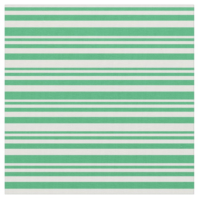 Mint Cream and Sea Green Coloured Striped Pattern Fabric (Close Up)