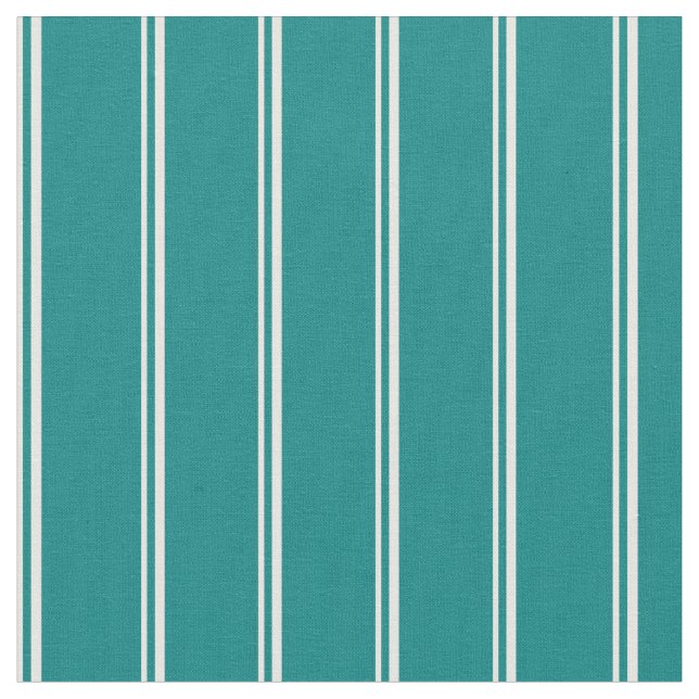 Mint Cream and Teal Stripes/Lines Pattern Fabric (Close Up)