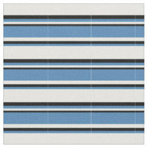 Mint Cream, Blue, and Black Coloured Lines Pattern Fabric