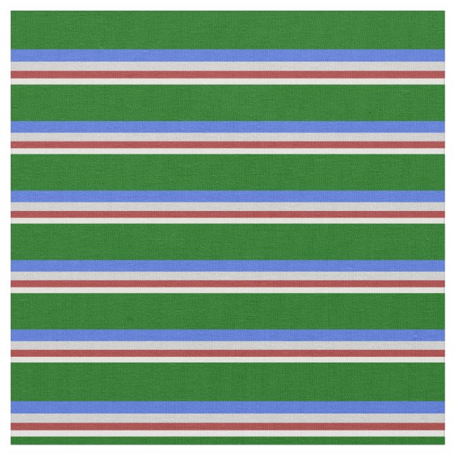 Mint Cream, Brown, Light Grey, Royal Blue & Green Fabric (Close Up)