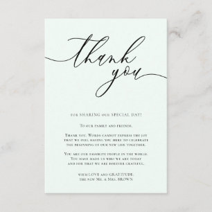 Mint cream Calligraphy Photo Thank You Enclosure Card