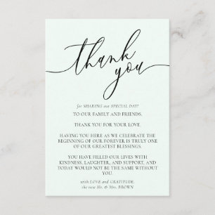 Mint cream Calligraphy Photo Thank You Enclosure Card