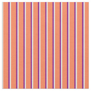 Mint Cream, Coral & Purple Lines/Stripes Pattern Fabric