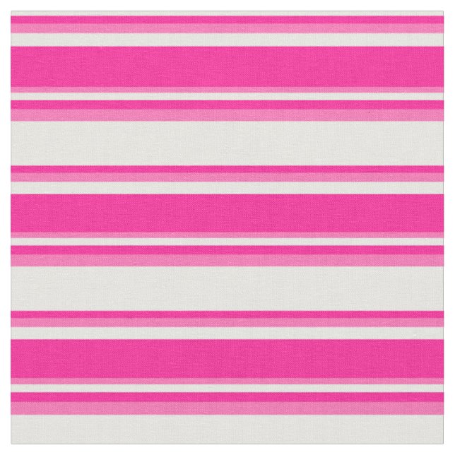 Mint Cream, Deep Pink & Hot Pink Lines Fabric (Close Up)