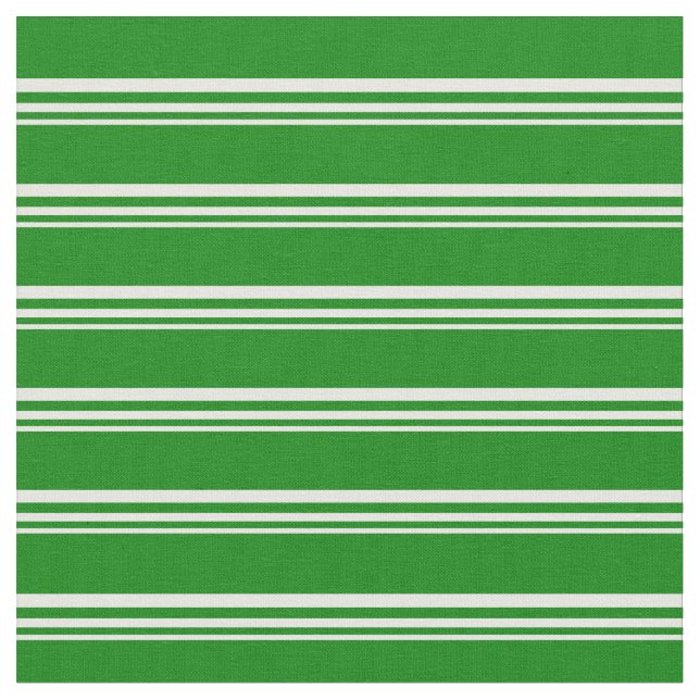 Mint Cream & Green Coloured Stripes/Lines Pattern Fabric (Close Up)