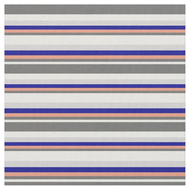 Mint Cream, Grey, Dark Salmon, Blue & Light Grey Fabric (Close Up)