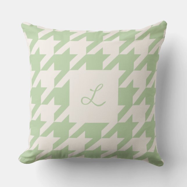 Mint Cream Monogrammed Throw Pillow (Front)
