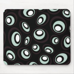 Mint & Cream Offset Retro Ovals Mouse Pad