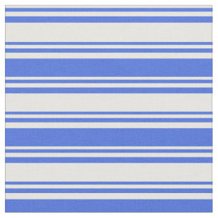 Mint Cream & Royal Blue Coloured Lines Pattern Fabric