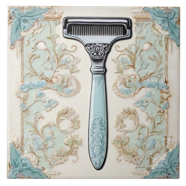 Mint & Cream Shaving Razor Shaver Funny Bathroom Ceramic Tile (Front)