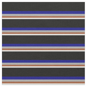 Mint Cream, Sienna, Dark Gray, Blue & Black Lines Fabric