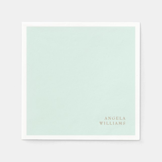 Mint Custom Gold Text Cocktail Napkin (Front)