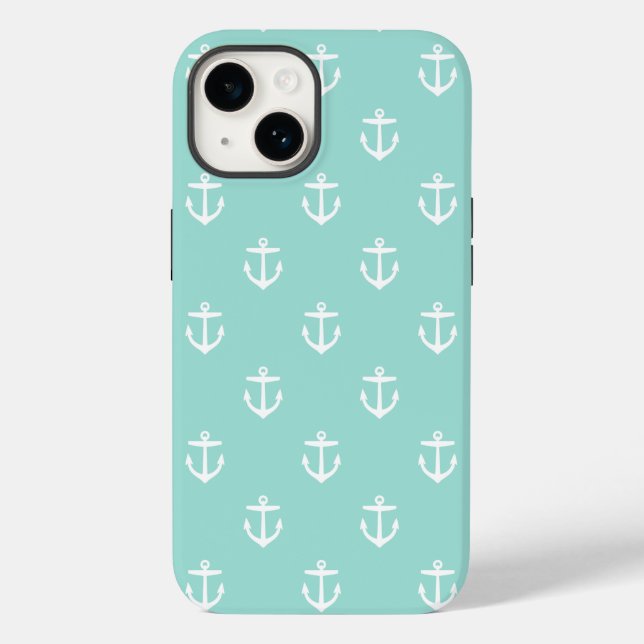 Mint Cute Anchor Pattern Case-Mate iPhone Case (Back)