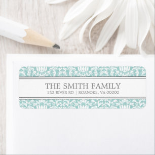 Mint Damask Pattern Return Address Label