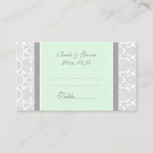 Mint Damask Wedding Table Place Setting Cards
