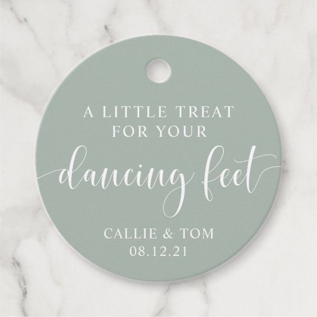 Mint Dancing Feet Flip Flop Wedding Favour Tag (Front)
