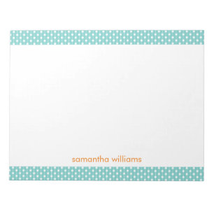 Mint Dots and Stripes Pattern Personalised Notepad